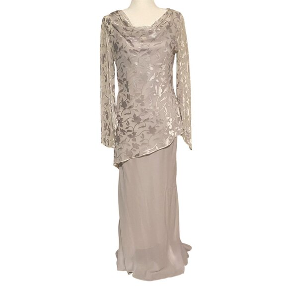 Onyx Nite Formal 2 Piece Grey Evening Gown Size 8 - Picture 1 of 13